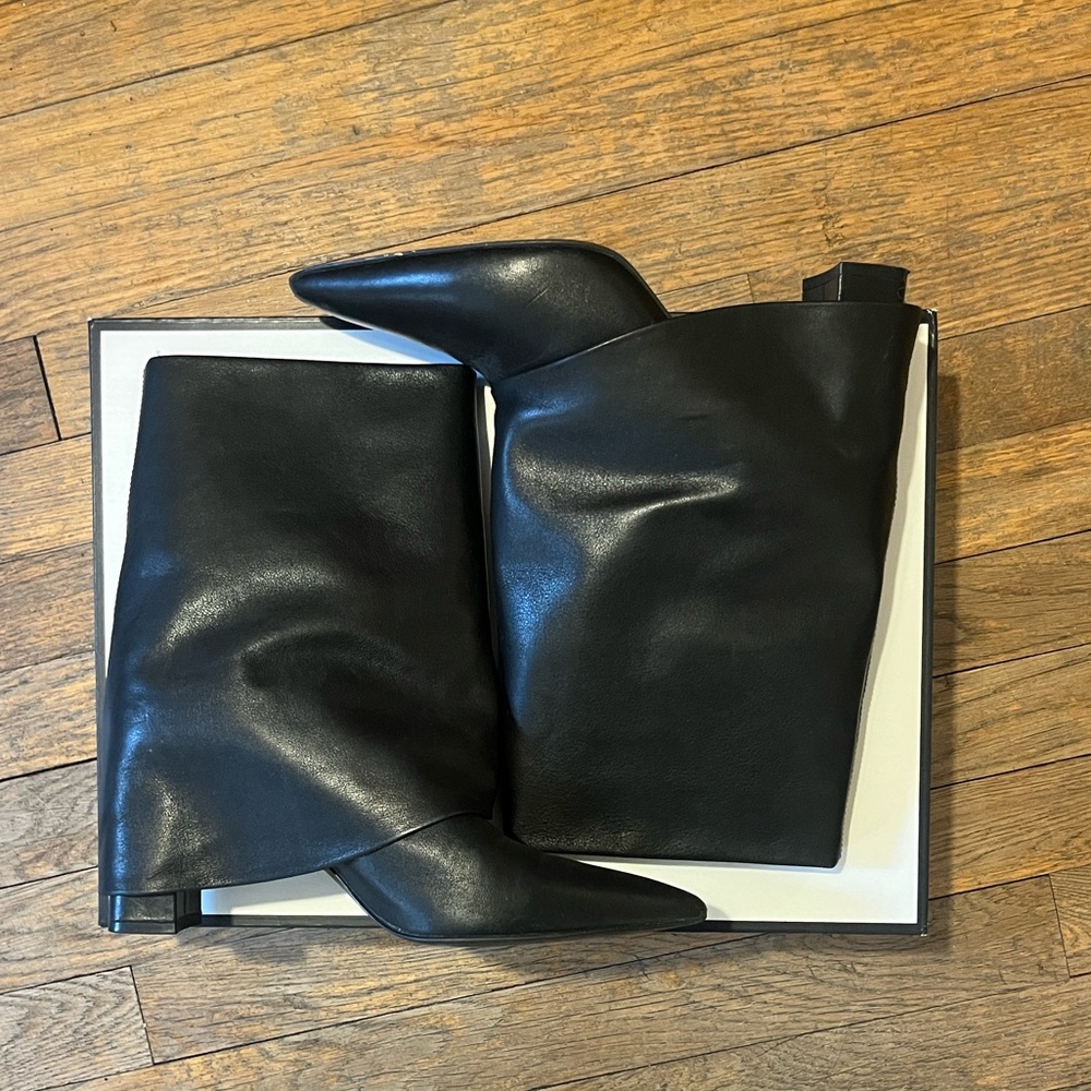 Black Leather Knee-High Boots